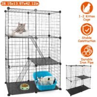 3Tiers Detachable Cat Playpen Cage Metal Indoor Cat House Kitten Pet House Box