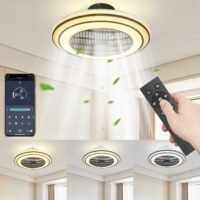 20in Ceiling Fan with Lights App&Remote Control Timing 3 Led Color Lamp 3 Speed