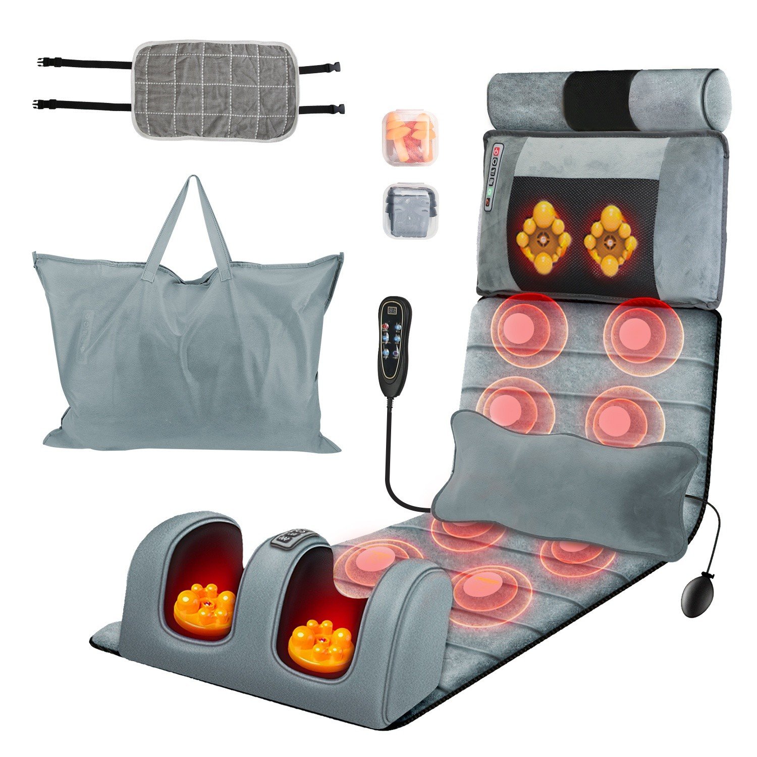 Full Body Massage Mat Heating Vibration Massage Pad Cushion Lumber Pillow Timer