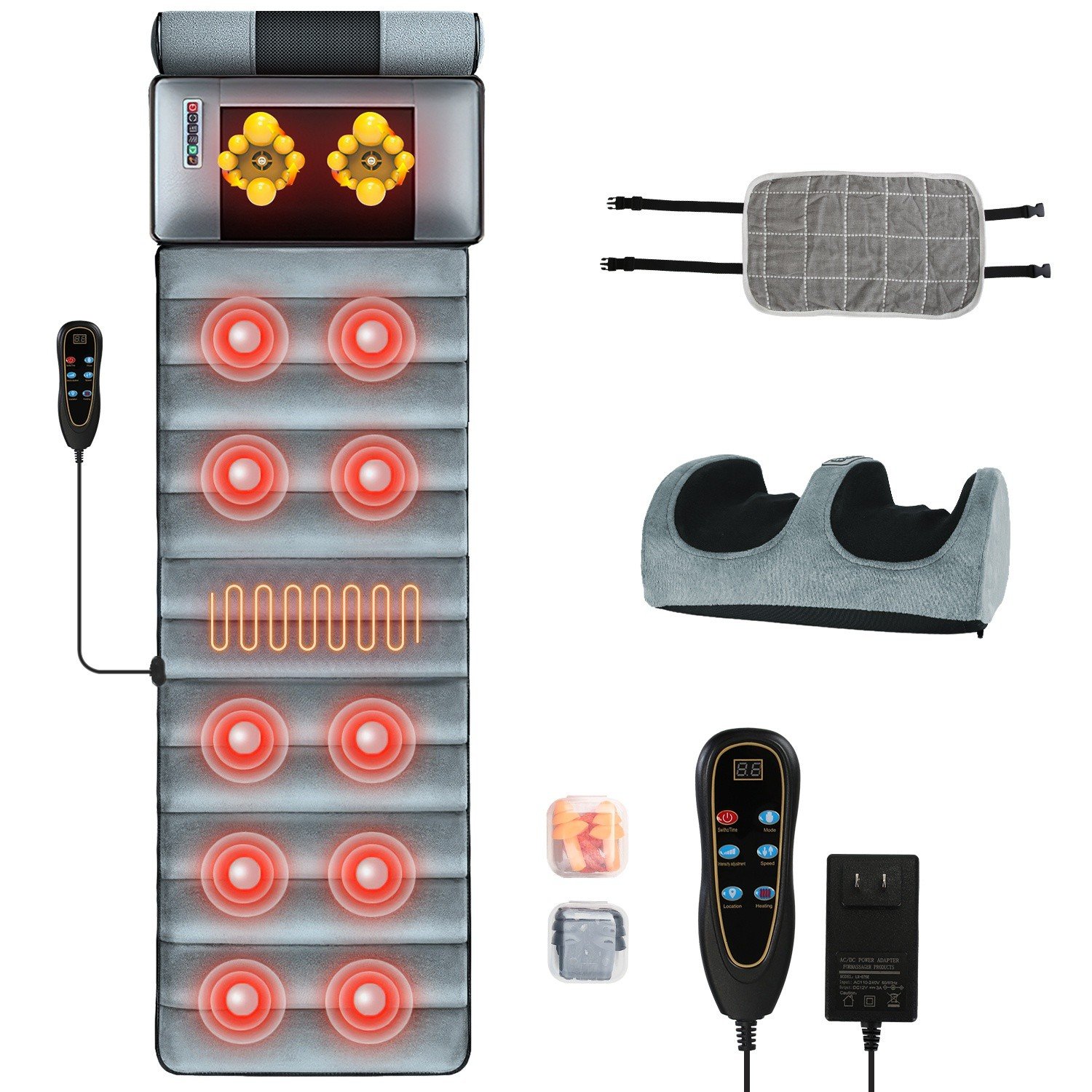 Full Body Massage Mat Heating Vibration Massage Pad Cushion Lumber Pillow Timer - Image 2