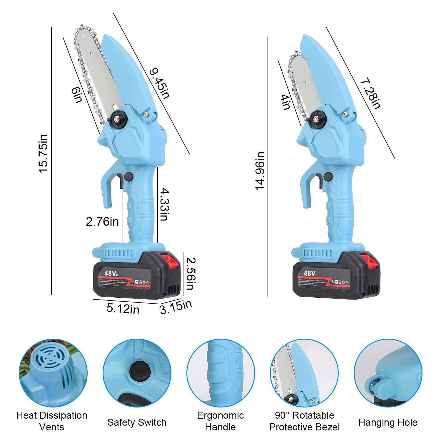Handheld Electric Mini Chainsaw Cordless Small Chain Saw Battery Chainsaw Tool - Image 2
