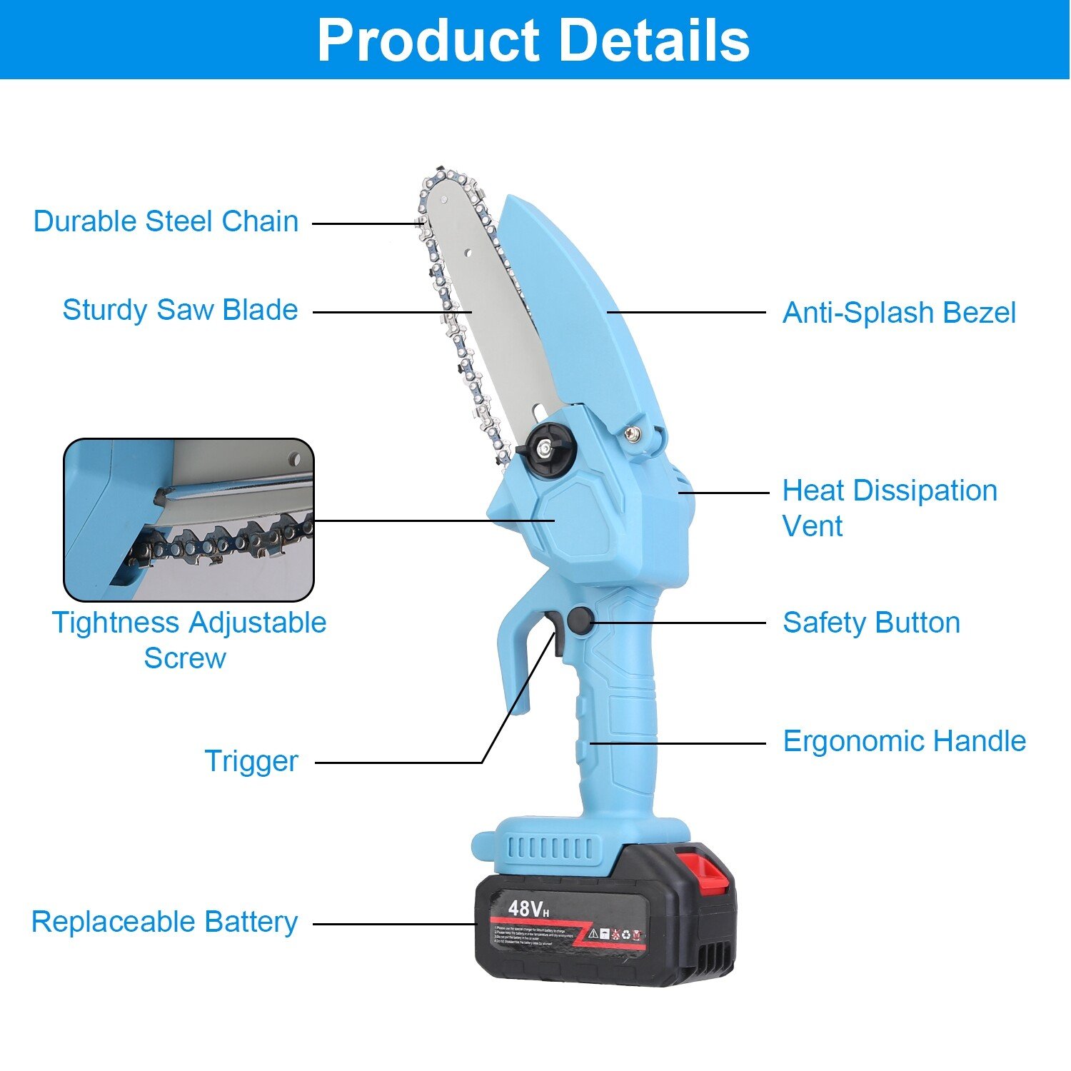 Handheld Electric Mini Chainsaw Cordless Small Chain Saw Battery Chainsaw Tool - Image 4
