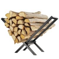 X Shape Metal Firewood Rack Outdoor Indoor Log Rack Wood Stacker Storage Holder