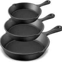 3 Pack Pre-Seasoned Cast Iron Skillet Set 6/ 8/10 IN Non-SticK Chef Frying Pans
