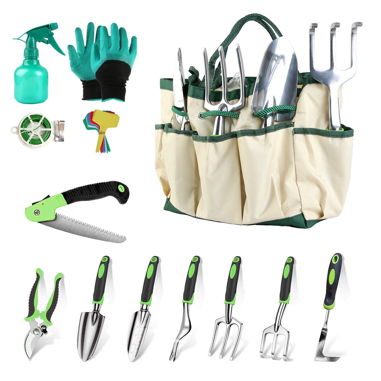 10Pcs Garden Tool Set, Heavy Duty Aluminum Gardening Hand Tool Kit w/Storage Bag - Image 3