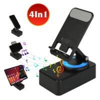 4-In-1 Foldable Speaker Phone Stand with Power Bank for Phones iPads