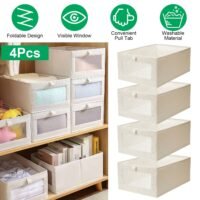 4Pcs Clothing Storage Bin Bedoom Box Collapsible Storage Basket w/ Handle Box US