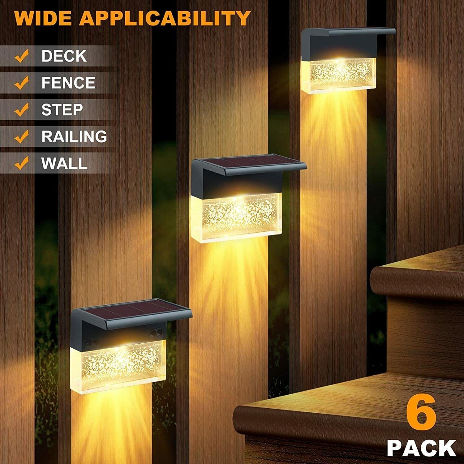 6x Solar Deck Lights Outdoor Acrylic Bubbles Path Garden Stairs Step Fence Lamp