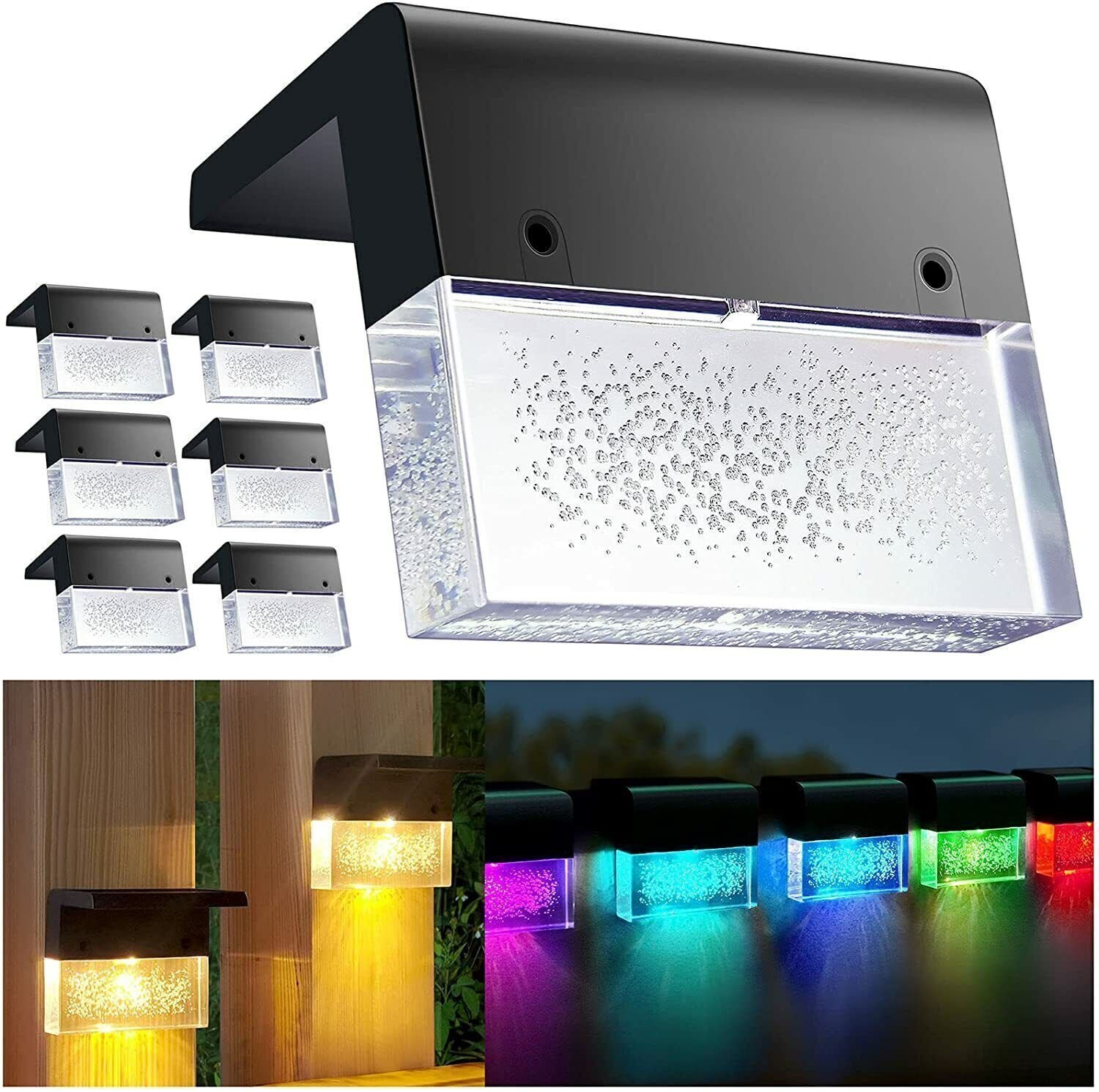 6x Solar Deck Lights Outdoor Acrylic Bubbles Path Garden Stairs Step Fence Lamp - Image 2