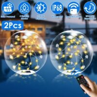 2PC Solar Floating Pool Lights IP68 LED Glowing Inflatable Ball Light Night Lamp
