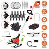 Powerful 800W Cordless Grass Trimmer Lawn Mower with Wheels 15000RPM 2*Batteries