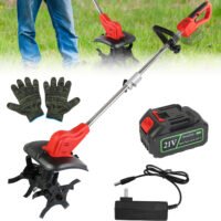 21V Electric Rototiller Garden Cordless Tiller Cultivator Tilling with 4 Blades