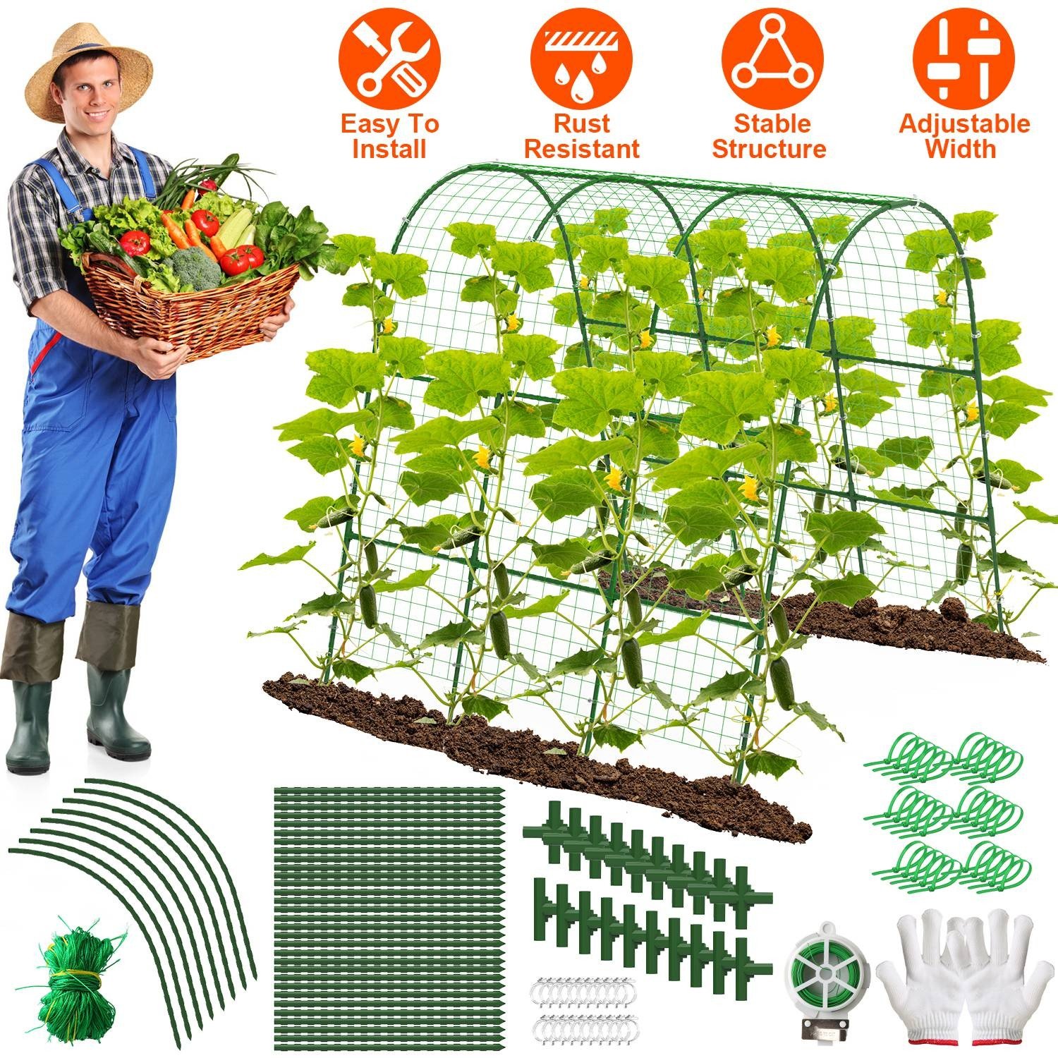 49*47*45" Cucumber Trellis for Raised Bed Arch Garden Trellis for Climbing Plant 730056002689| - Image 3