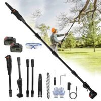 7FT Cordless Pole Saw Electric Pole Chainsaw w/2x Batteries For Pruning Trimming