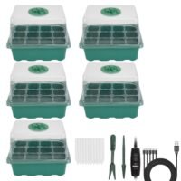 5-Packs Seed Starter Tray With Grow Light Indoor Humidity Dome Germination Kit