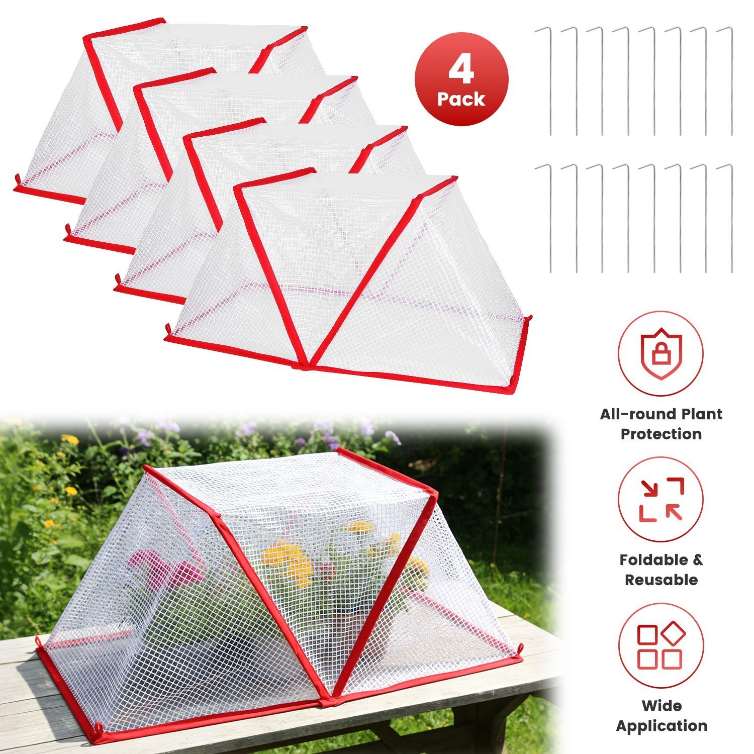 4PCS Garden Row Accelerator Plants Cover 31*13*13" Plant Seedling Net Cage Guard - Image 4