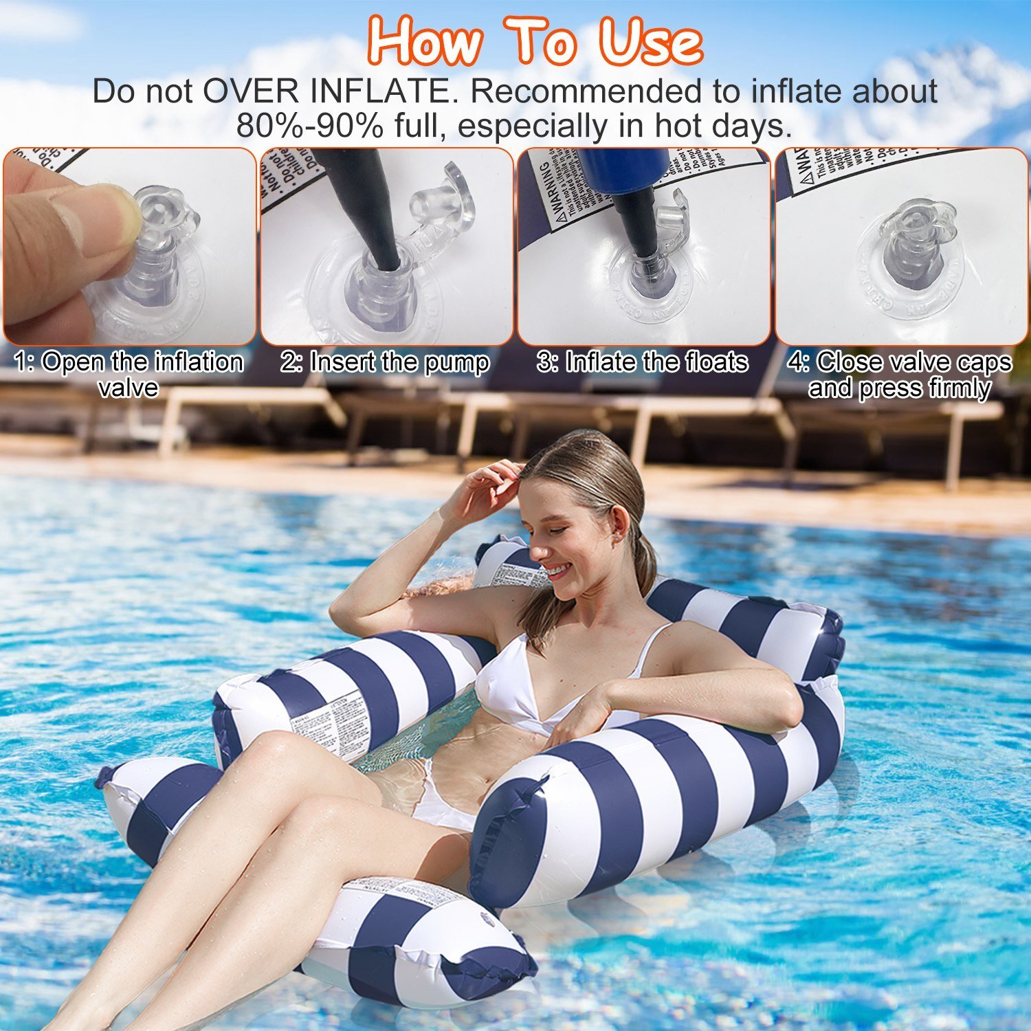 3 Pack Inflatable Pool Float Hammock Chairs Lounge Water Fun Drink & Snack Float 730056002771 - Image 3