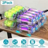 2PC Soda Can Dispenser for Refrigerator 2-Tier Adjustable Drink Holder Organizer 730056000227