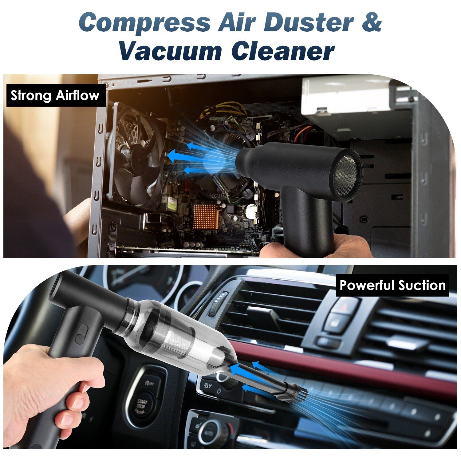Compressed Air Duster-250000RPM Electric Cordless Dust Blower Vacuum Cleaner - Image 3