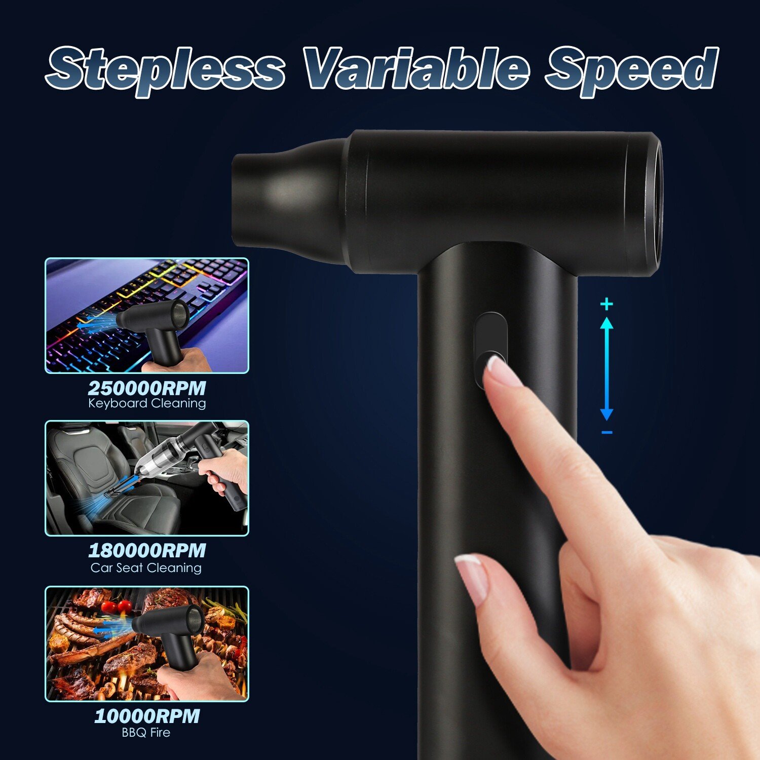 Compressed Air Duster-250000RPM Electric Cordless Dust Blower Vacuum Cleaner - Image 5