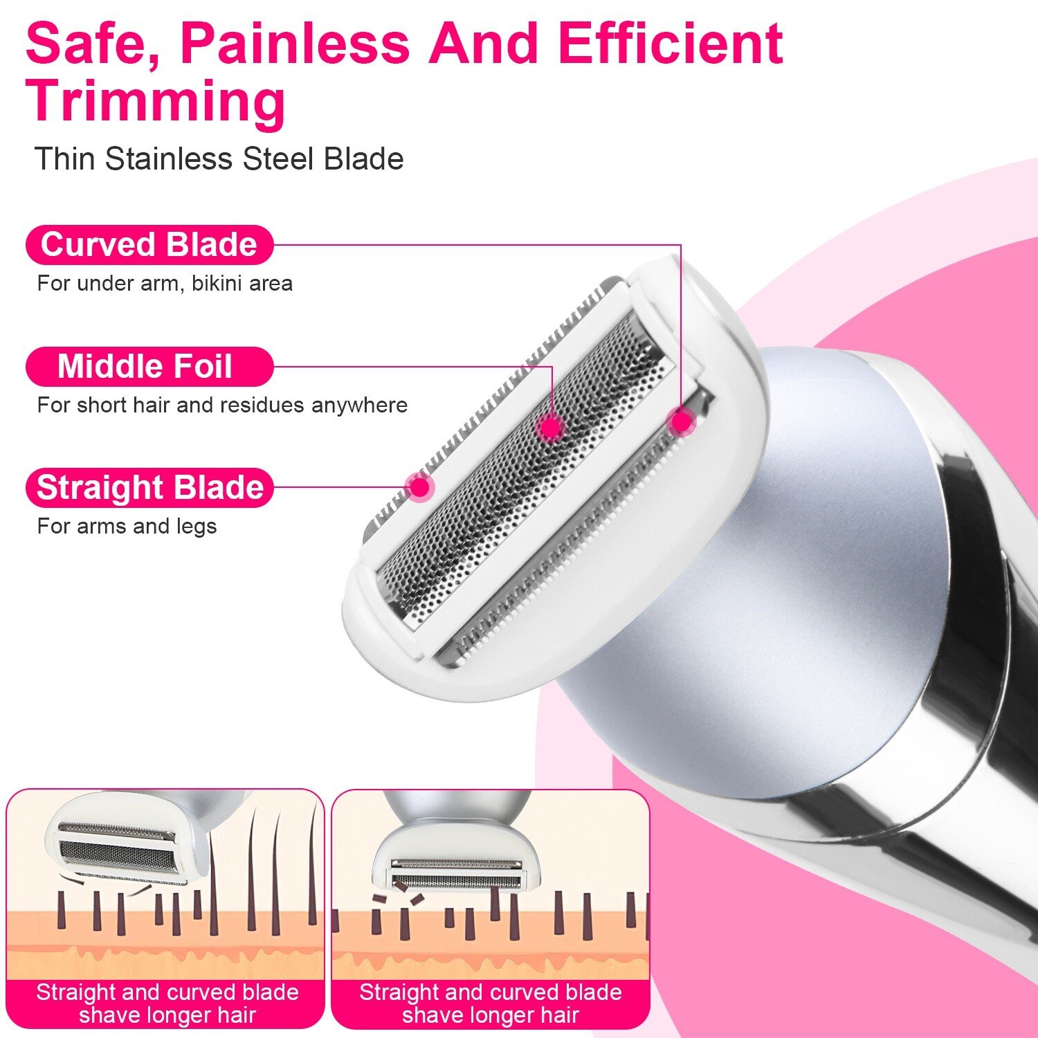 7In1 Lady Shaver Bikini Electric Razors for Women Wet Dry Hair Removal Epilators - Image 5