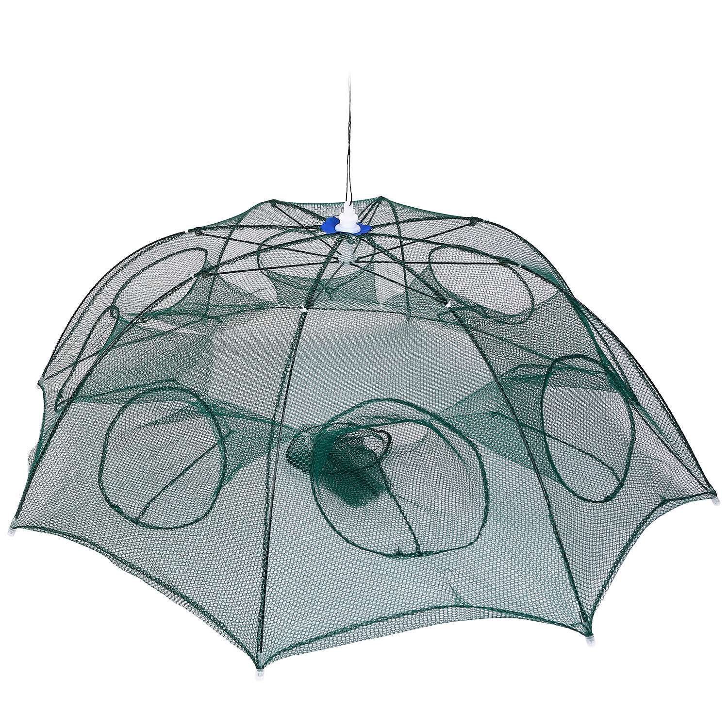 Foldable Nylon Fishing Bait Net Trap Crab Net Shrimp Fish Cast Dip Cage 8 Holes - Image 2