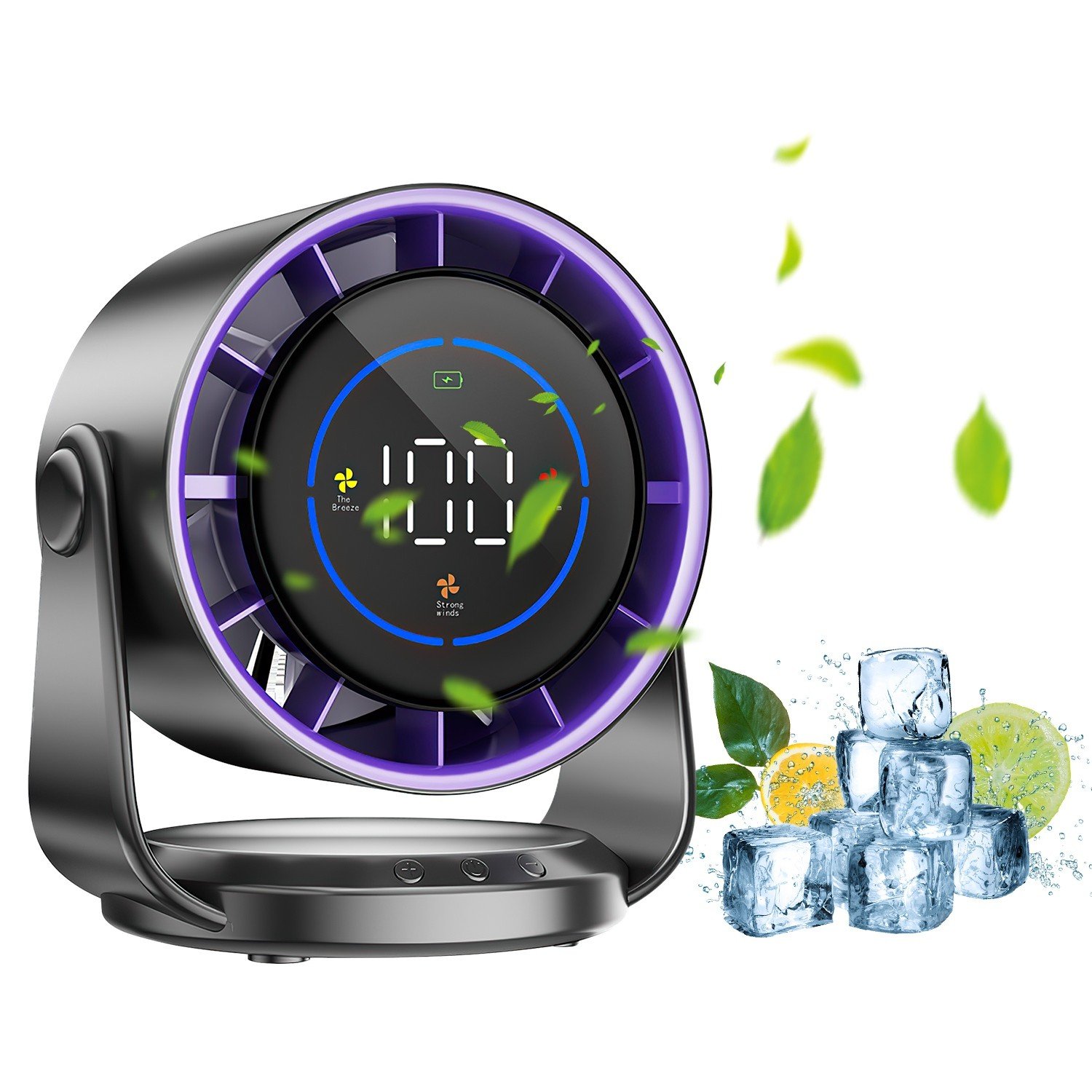 6" 100 Speeds Mini Desk Fan Rechargeable 120º Tilting Wall Mounted Cooling Fan 730056003334 - Image 2
