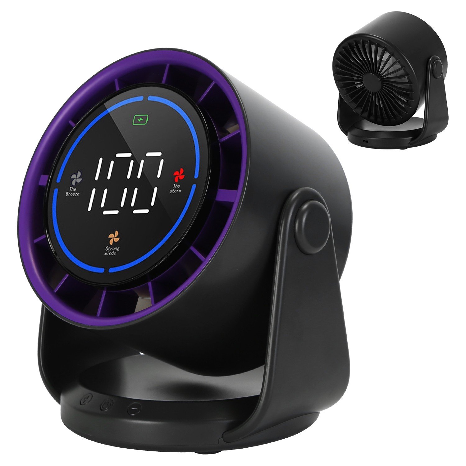 6" 100 Speeds Mini Desk Fan Rechargeable 120º Tilting Wall Mounted Cooling Fan 730056003334 - Image 5