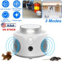 Ultrasonic 360° Rodent Mice Rat Squirrel Rodent Chaser w/3 Modes