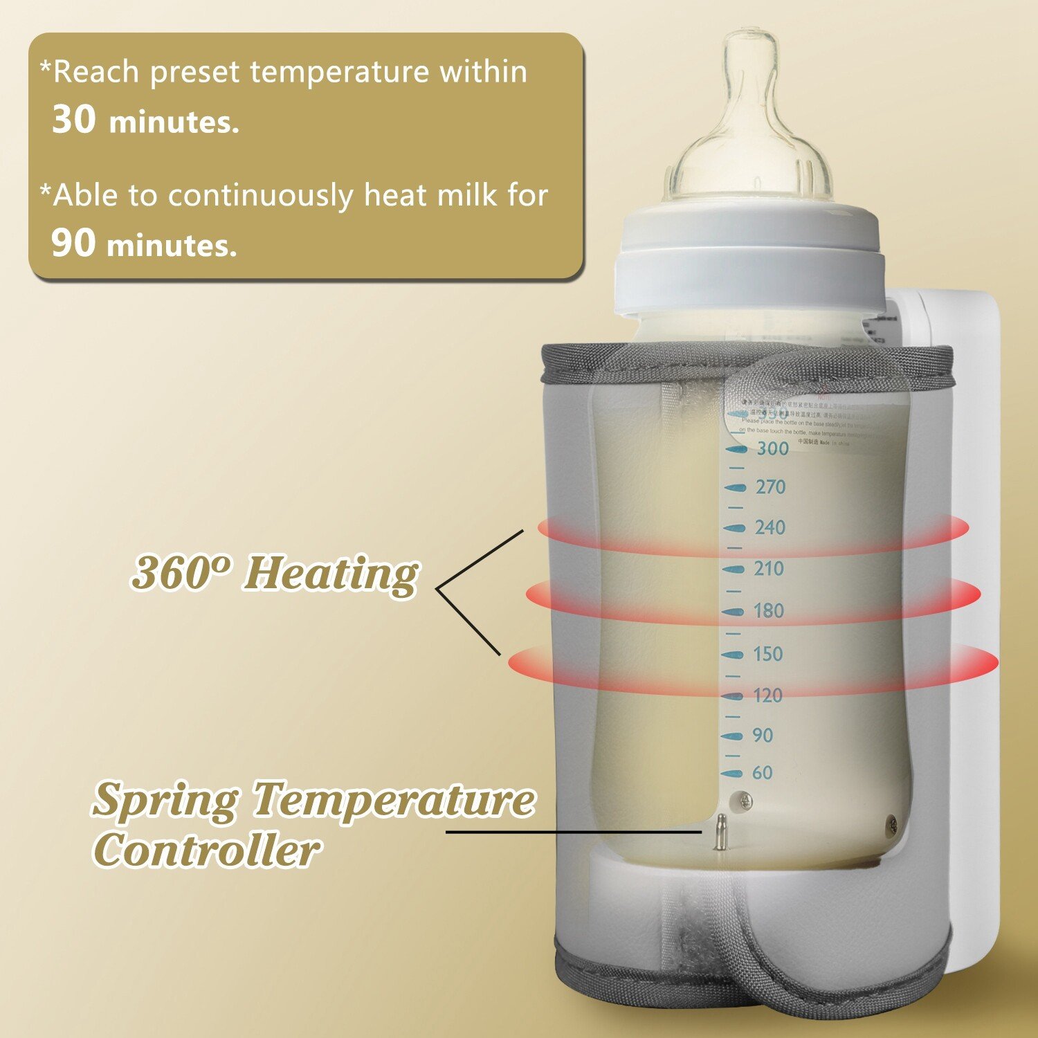 Portable Bottle Warmer for Travel 6 Heating Levels Baby Milk Warmer Rechargeable - Image 5