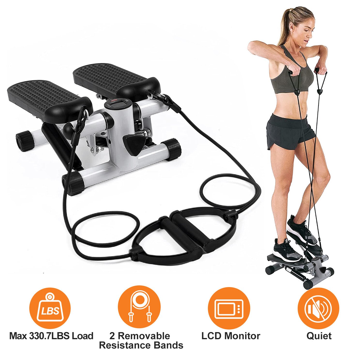 LCD Monitor Stair Stepper Vertical Climber for Exercise with 2 Resistance Bands 737547593299 - Image 2