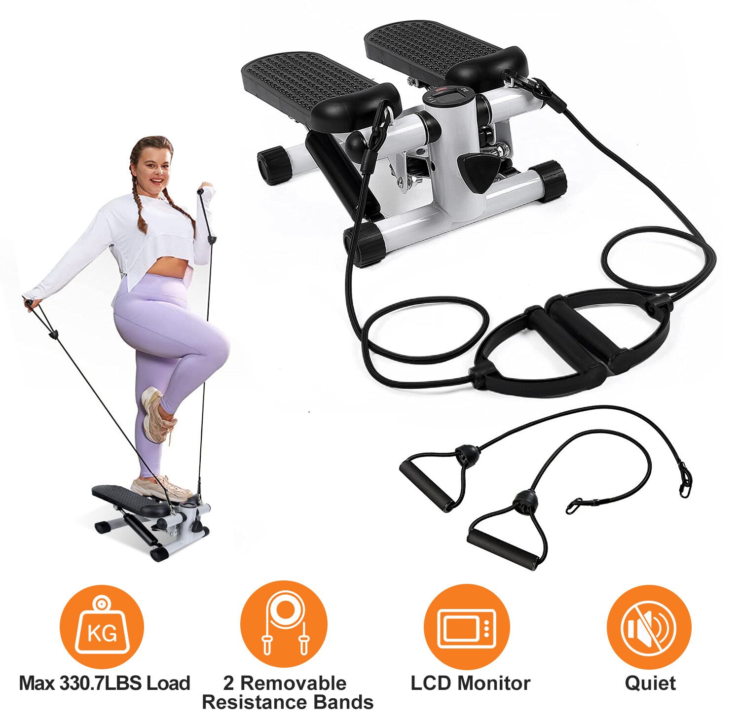LCD Monitor Stair Stepper Vertical Climber for Exercise with 2 Resistance Bands 737547593299 - Image 3