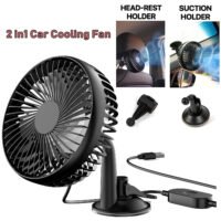 2 IN 1 Car Cooling Fan Car Seat Rear Seat Headrest Dashboard Window Fan 3 Speeds