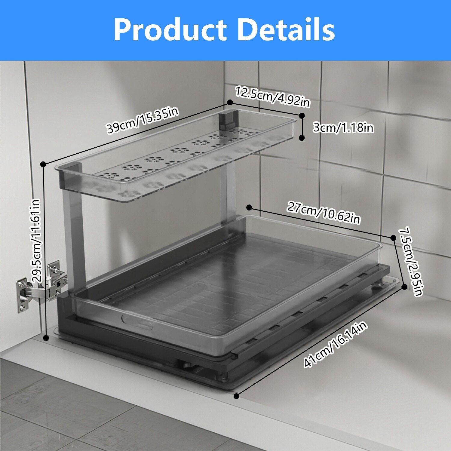 Pull-Out Under Sink Organizer 2-Tier Slide Out Storage Shelves Cabinet Organizer - Image 4