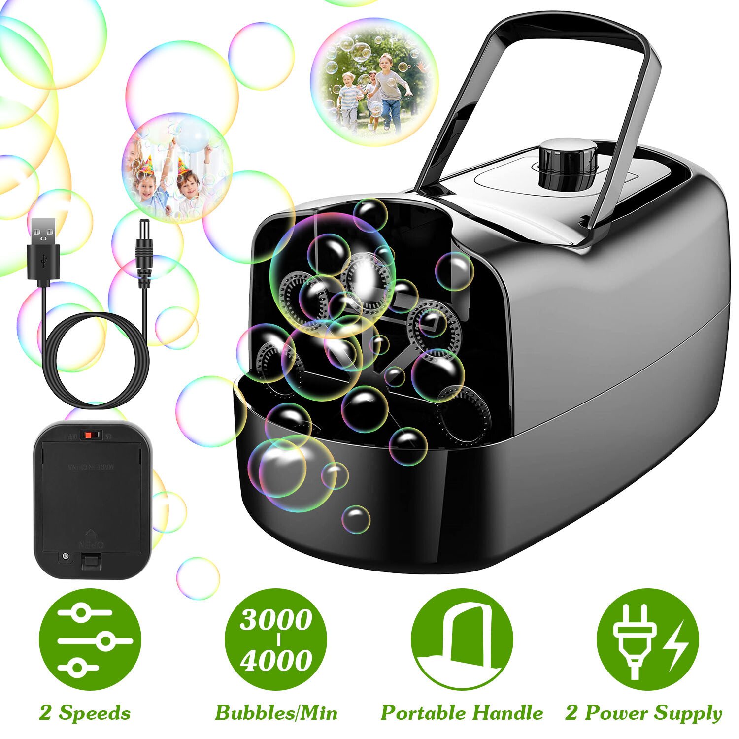 Automatic Bubble Maker Bubble Blower Bubble Blowing Machine Wedding Party Decor - Image 2