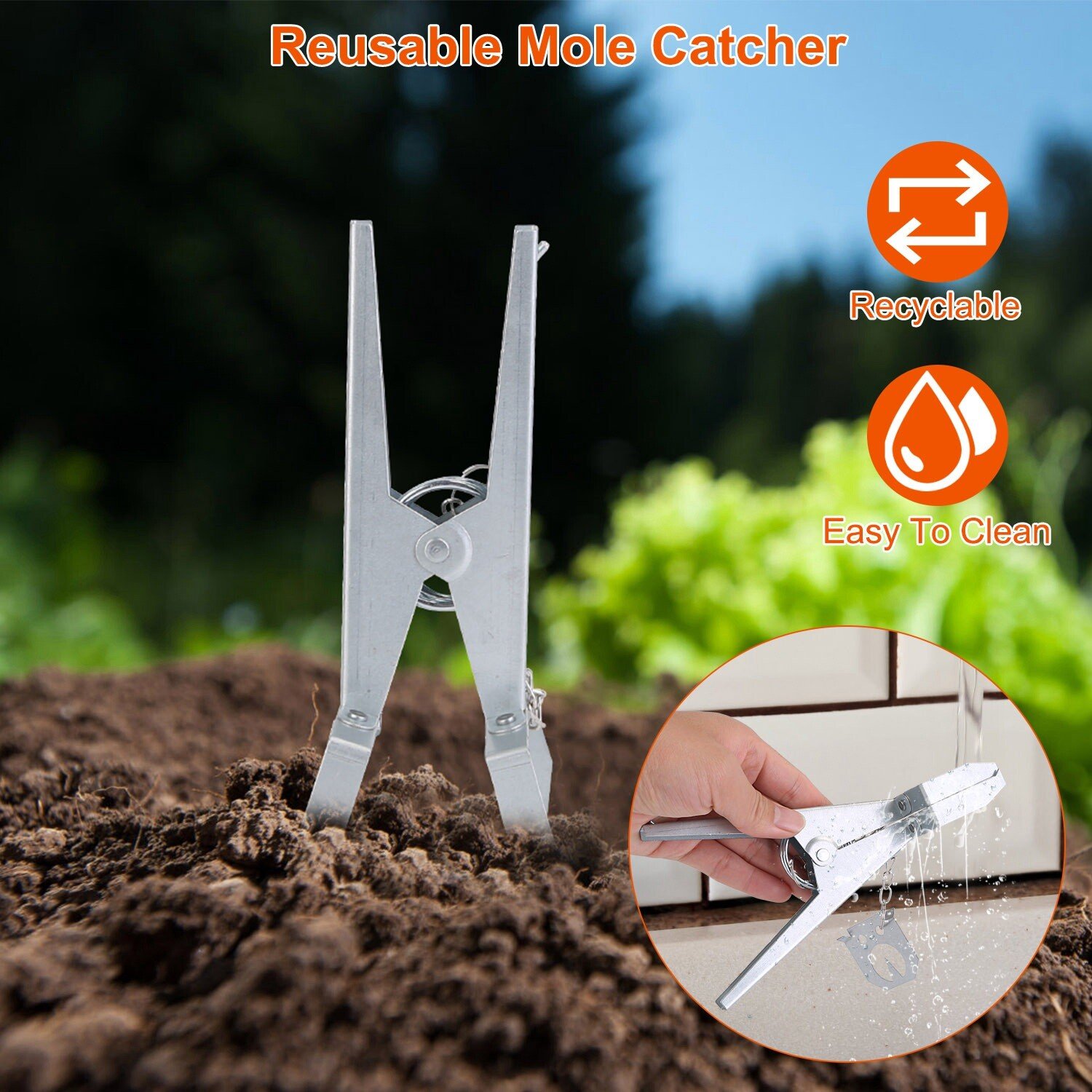 4 Packs Mole Traps W/ Scissor Jaw Mole Clip Repeller for Field Garden Reusable - Image 2