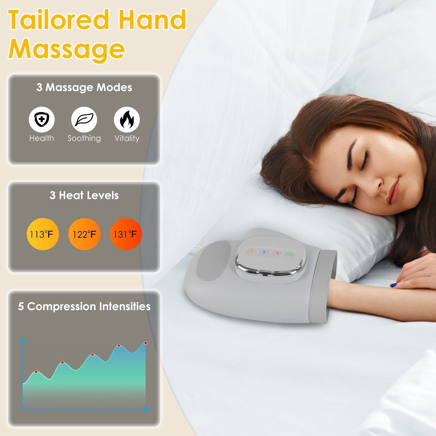Cordless Hand Massager with Heat Compression for Pain & Carpal Tunnel - Image 4