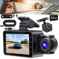 1080P Car Dash Cam 3-Channel WiFi Front Rear Inside Recorder Night Vision w/ 32G 730056004515