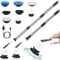 Electric Spin Scrubber Cordless Car Home Cleaning Brush 8 Heads Handle Extension 737547591189