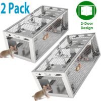 2 Pack 2-Door Mouse Trap Rat Trap Rodent Trap Live Animal Catch Cage Reusable