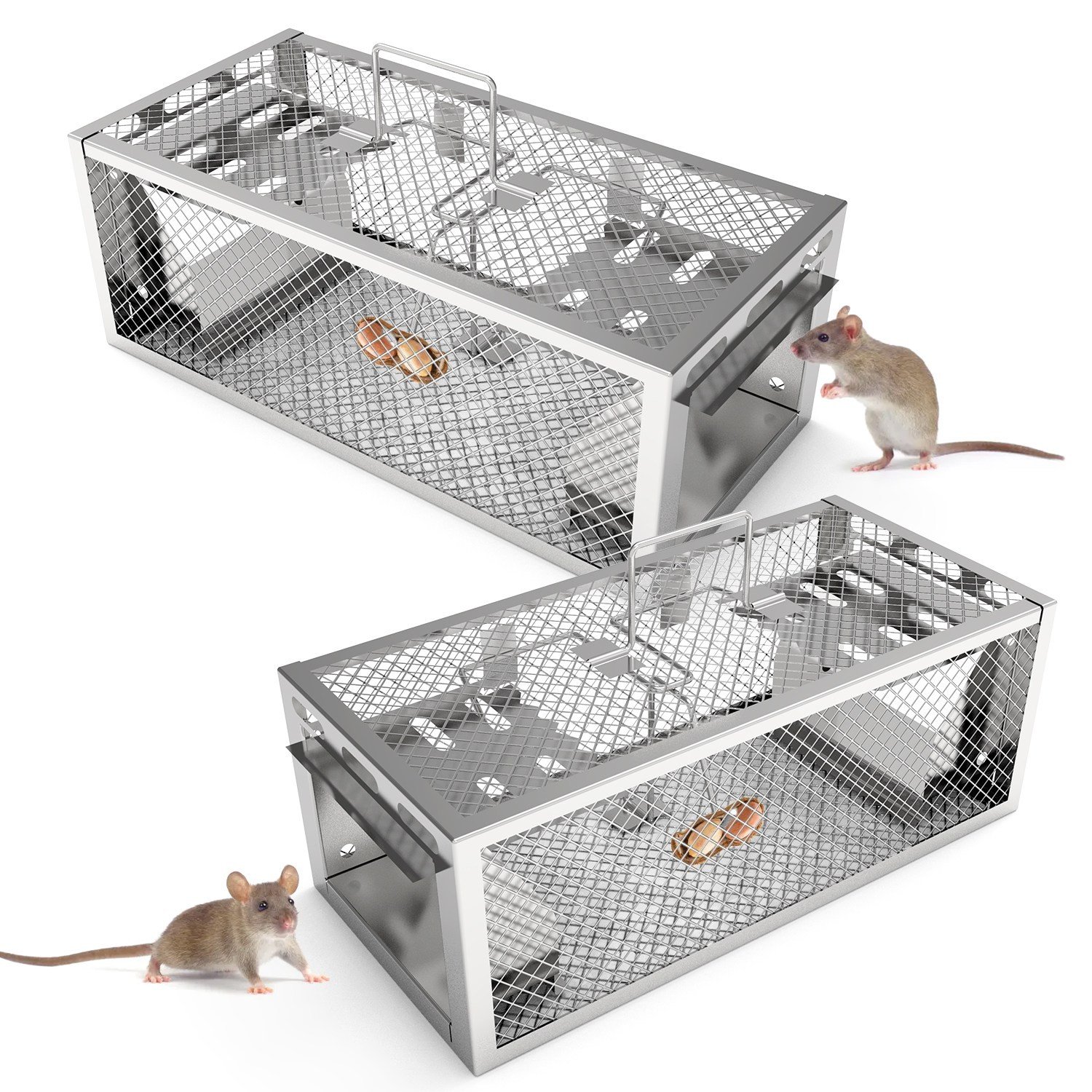 2 Pack 2-Door Mouse Trap Rat Trap Rodent Trap Live Animal Catch Cage Reusable - Image 3