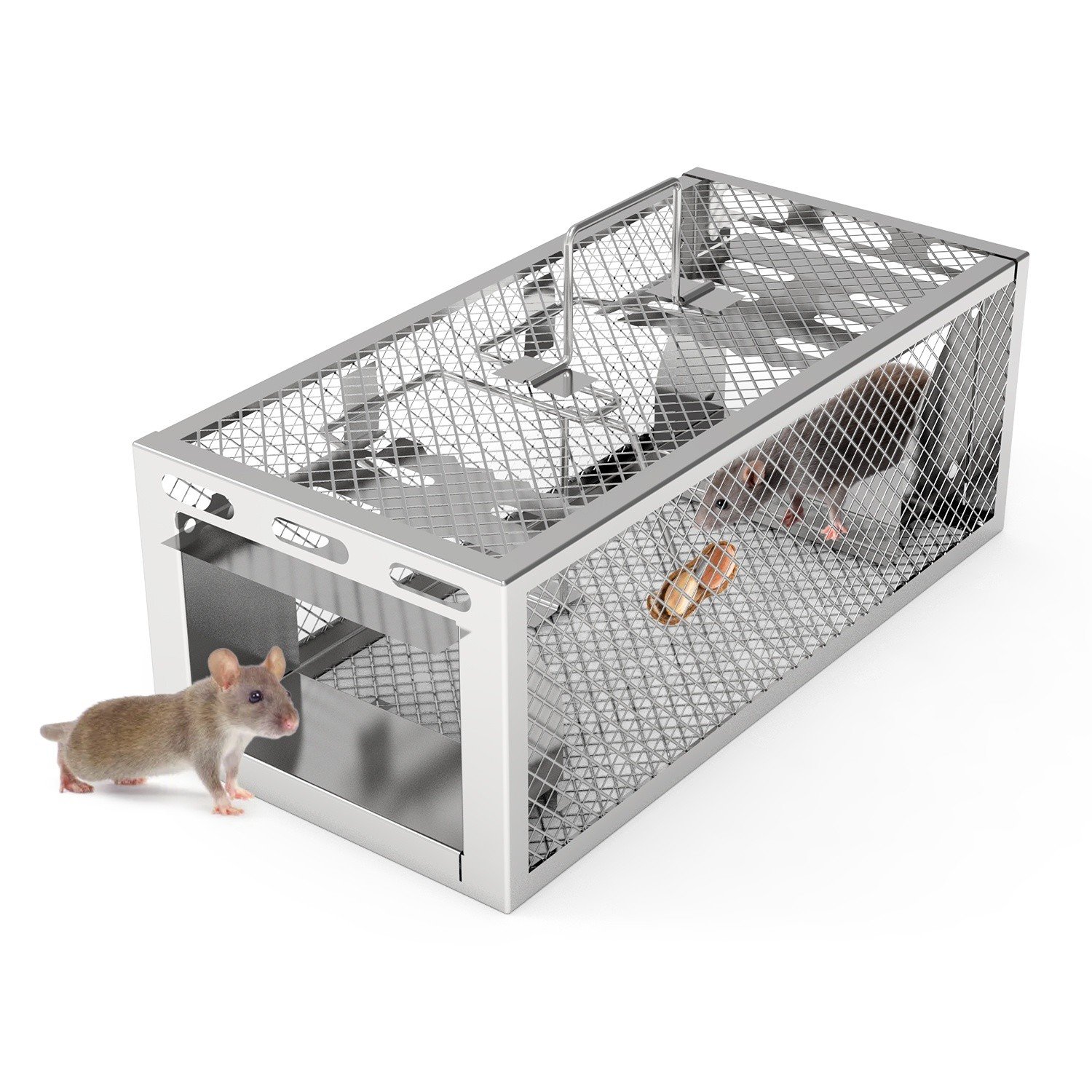 2 Pack 2-Door Mouse Trap Rat Trap Rodent Trap Live Animal Catch Cage Reusable - Image 4