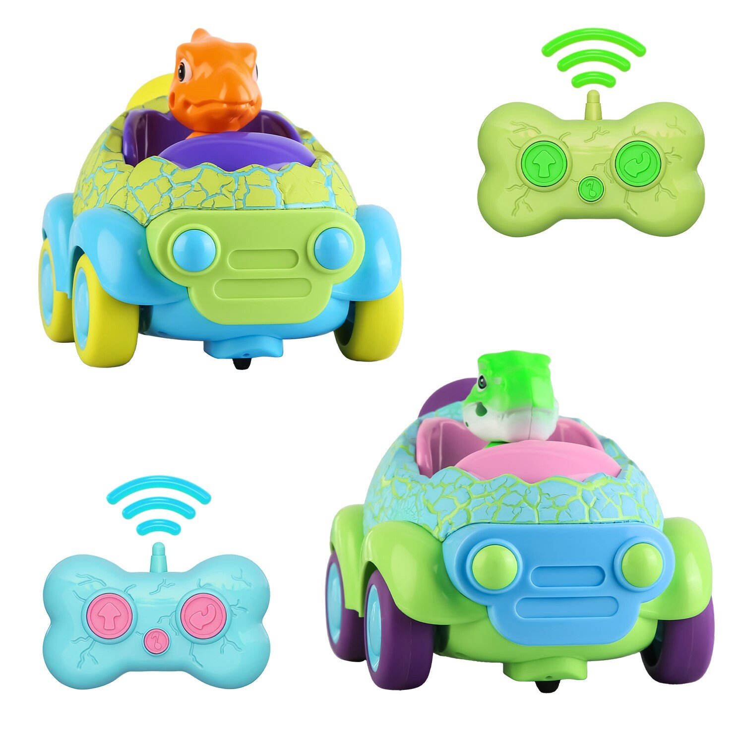 2 Pack Remote Control Dinosaur Car for Kids Toddlers Rechargeable RC Cars Light - Image 3