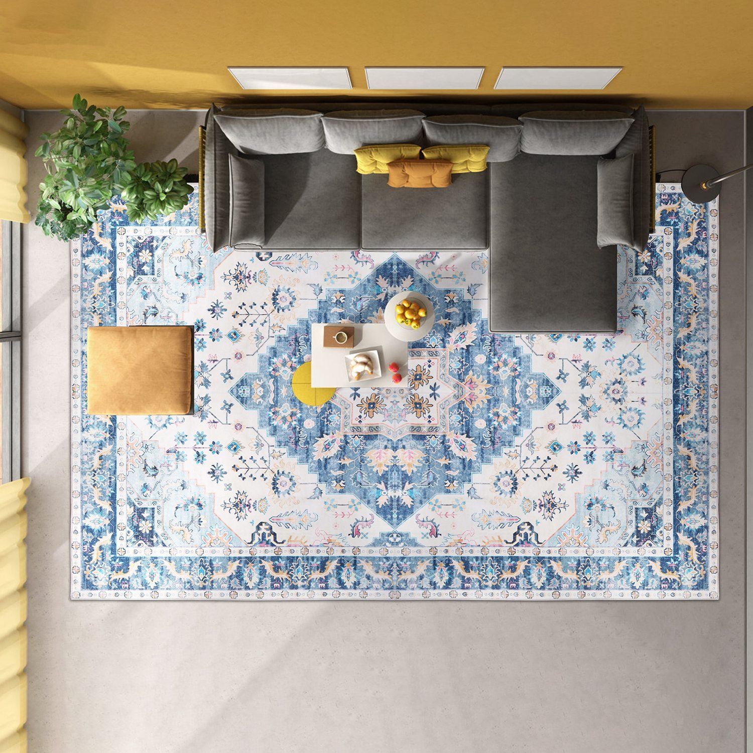 Machine Washable Rug 8'x10' Vintage Area Rugs with Non Slip Rugs for Living Room 717971908975 - Image 2