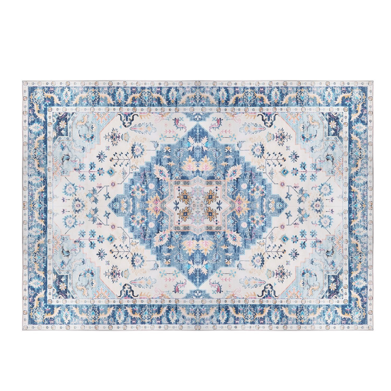 Machine Washable Rug 8'x10' Vintage Area Rugs with Non Slip Rugs for Living Room 717971908975 - Image 4