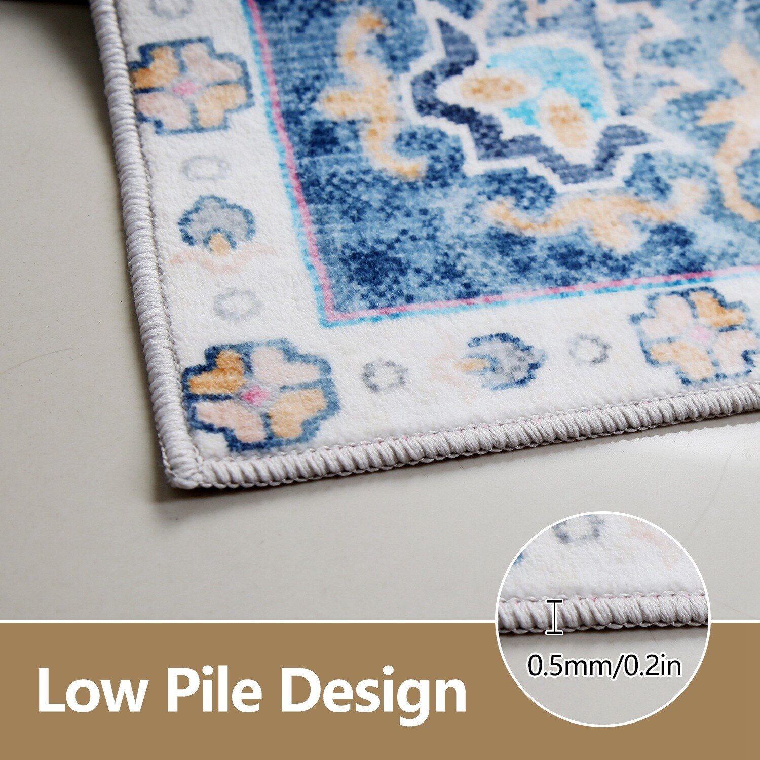Machine Washable Rug 8'x10' Vintage Area Rugs with Non Slip Rugs for Living Room 717971908975 - Image 5