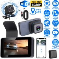 1080P WiFi GPS Dash Cam Dual Lens Vehicle Driving Recorder G-Sensor APP Parking