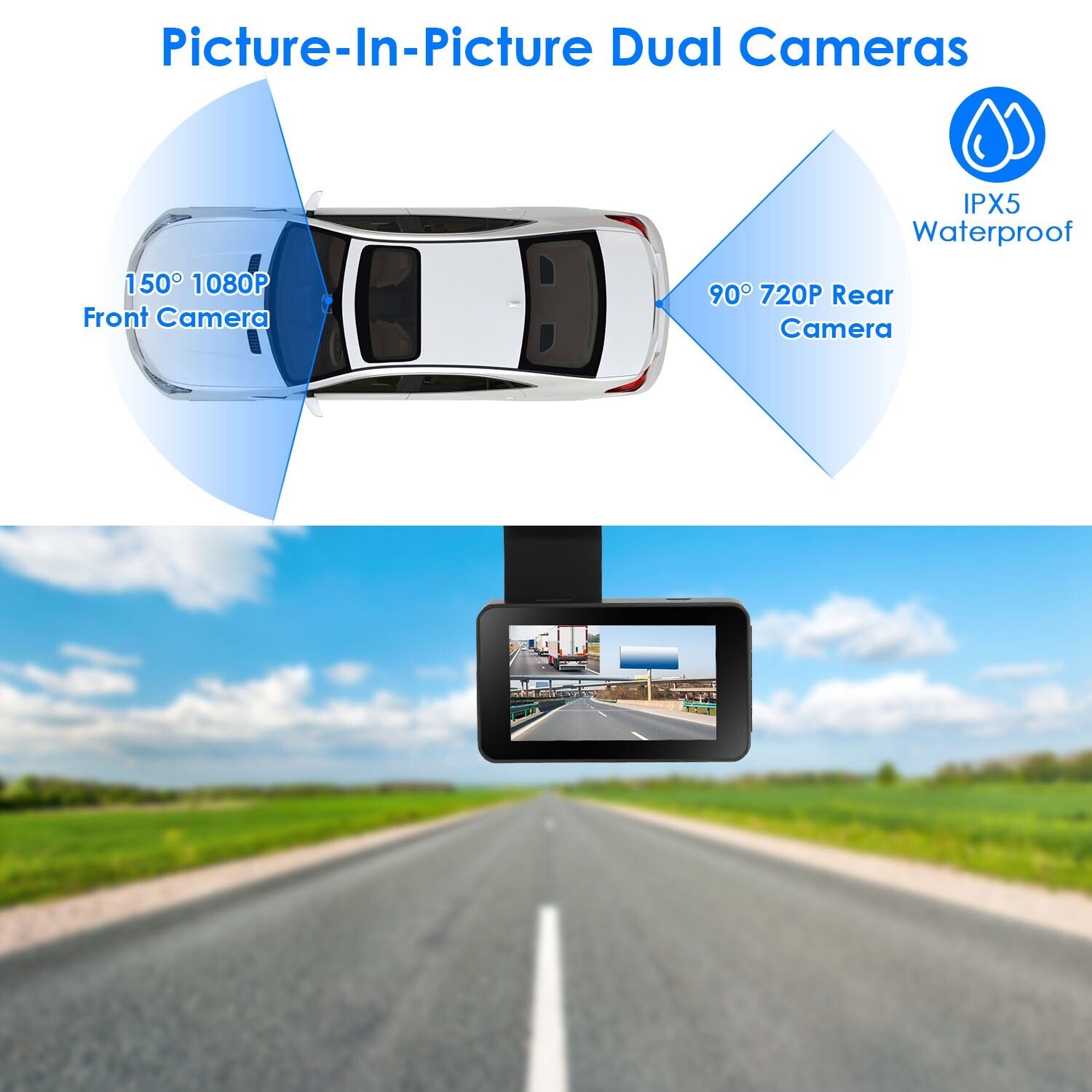 1080P WiFi GPS Dash Cam Dual Lens Vehicle Driving Recorder G-Sensor APP Parking - Image 5