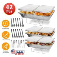 42Pcs Disposable Chafing Dish Buffet Party Set with Spoons Forks Party Supplies