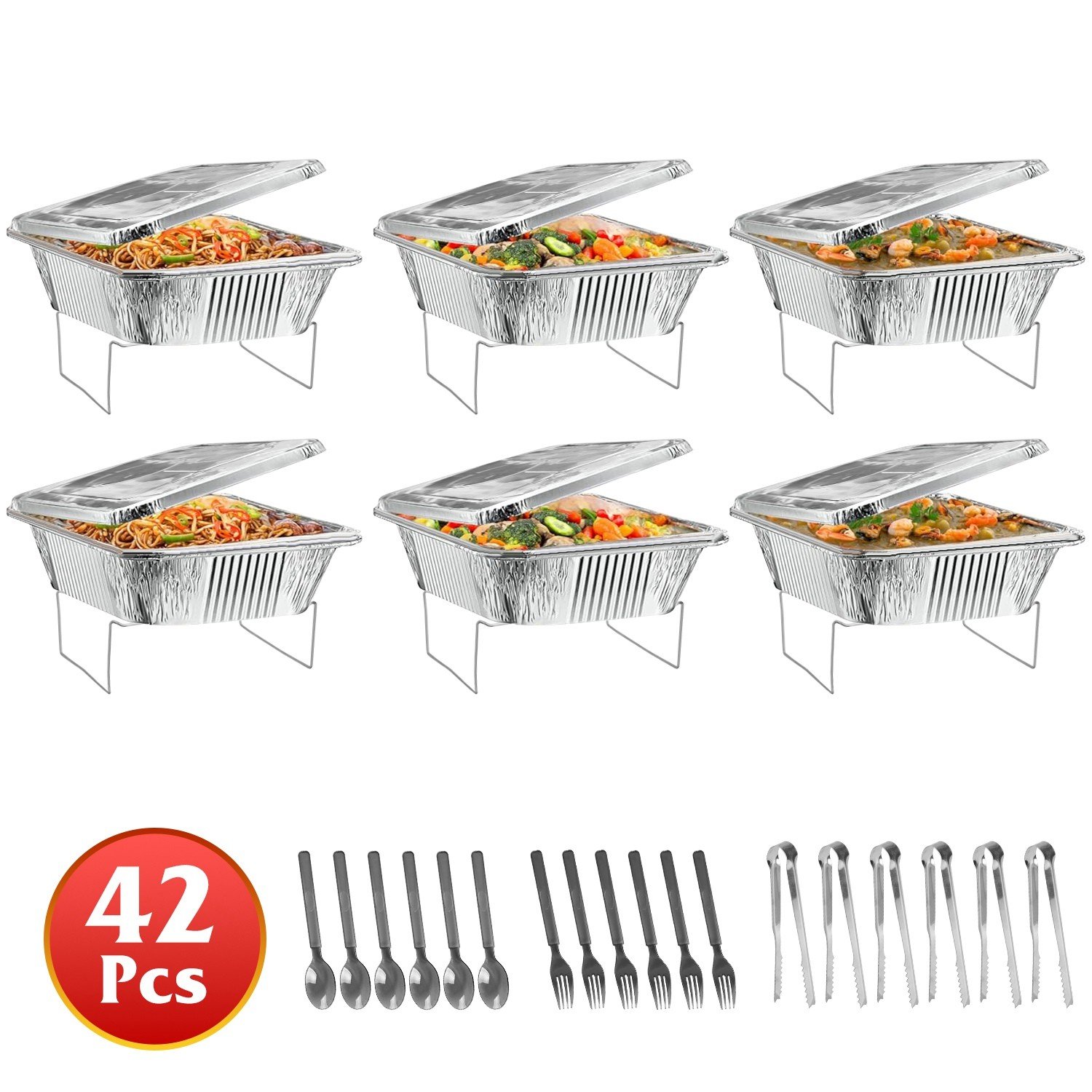 42Pcs Disposable Chafing Dish Buffet Party Set with Spoons Forks Party Supplies - Image 3